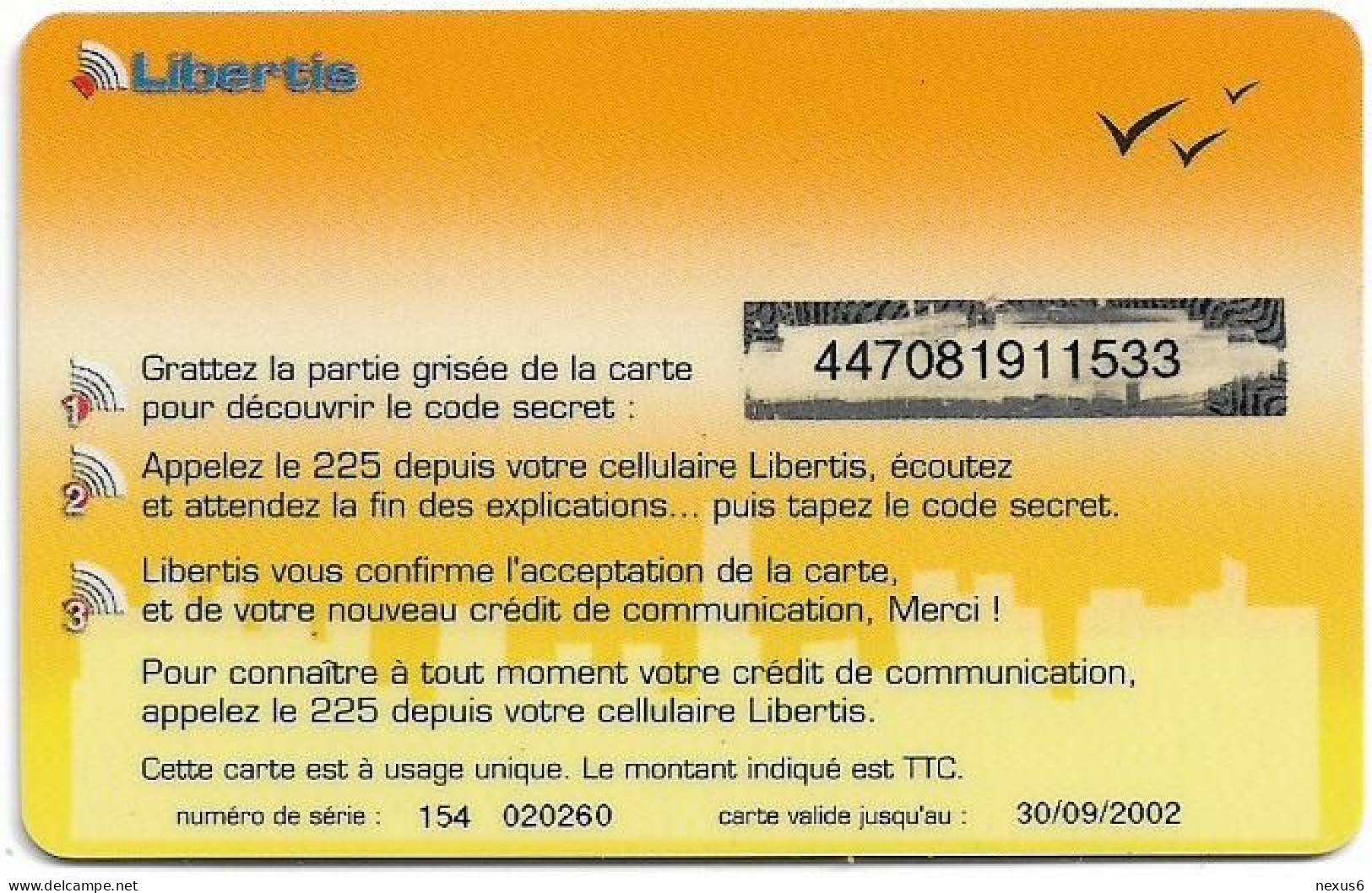 Gabon - Libertis - Ngounie, Exp.30.09.2002, GSM Refill 5.000FCFA, Used - Gabon