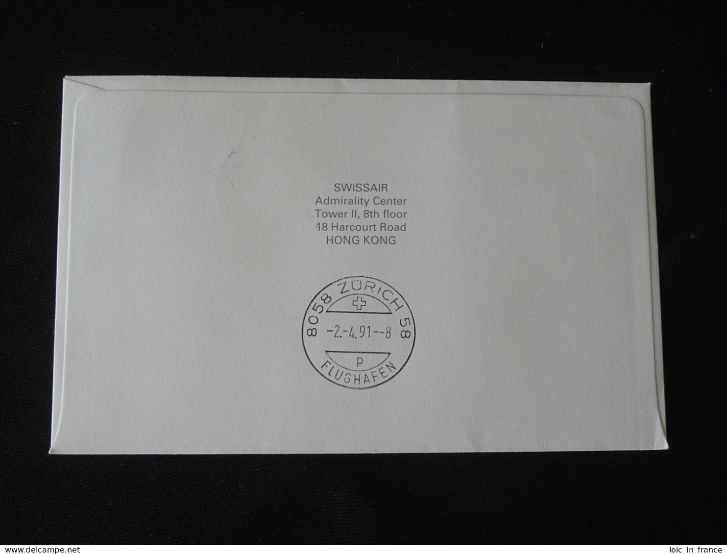 Lettre Premier Vol First Flight Cover Hong Kong Zurich Boeing 747 Swissair 1991 - Lettres & Documents