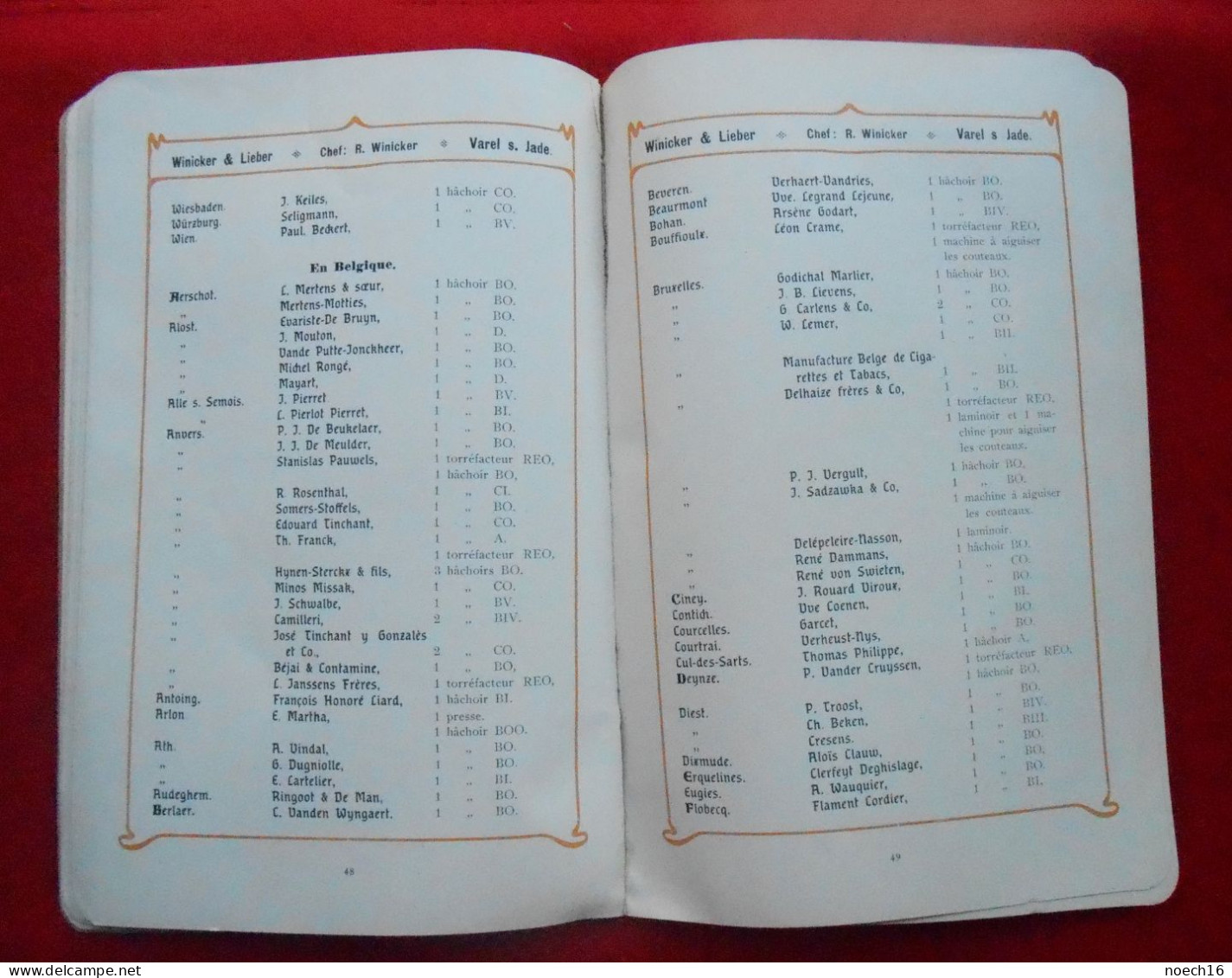 Catalogue Fonderie & Industrie du Tabac Winicker & Lieber, Varel s. Jade, Allemagne/1904 Constructeur Herbin à Tournai