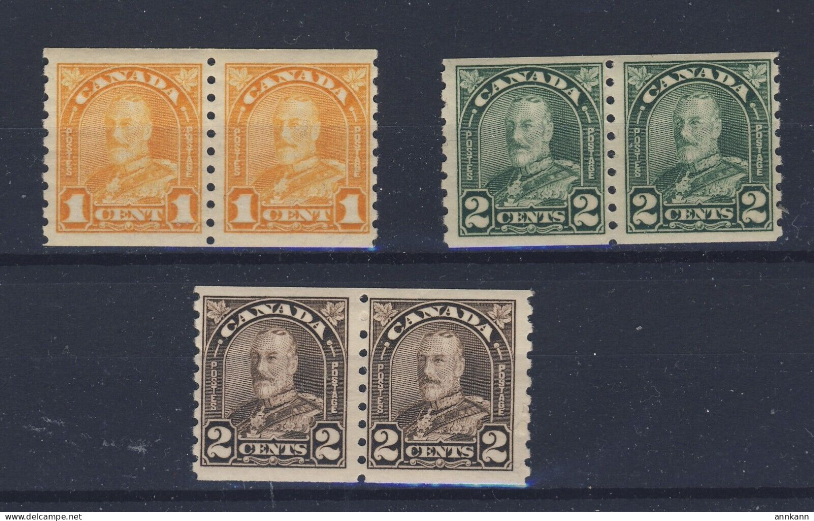 6x Canada Arch Coil Mint Stamps; #178-1c #179-2c #182-2c Guide Value = $90.00 - Roulettes