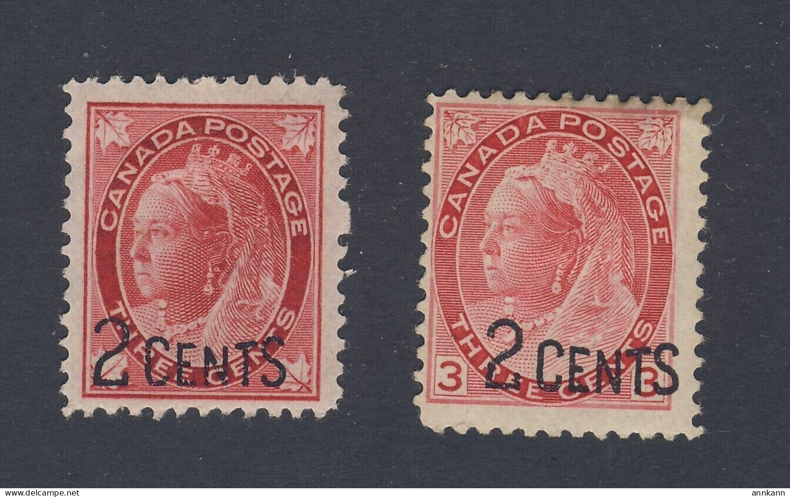 2x Canada Victoria Stamps #87/2c/3c ML & #88-2c/3c Numeral, MH GV = $50.00 - Unused Stamps