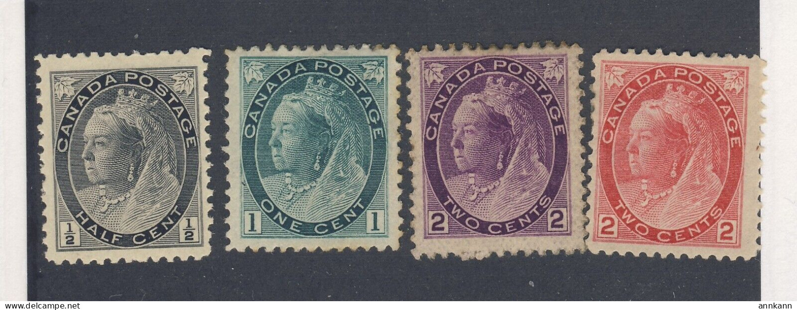4x Canada Victoria MH Stamps; #74-1/2c #75-1c #76-2c #77-2c Guide Value = $90.00 - Unused Stamps