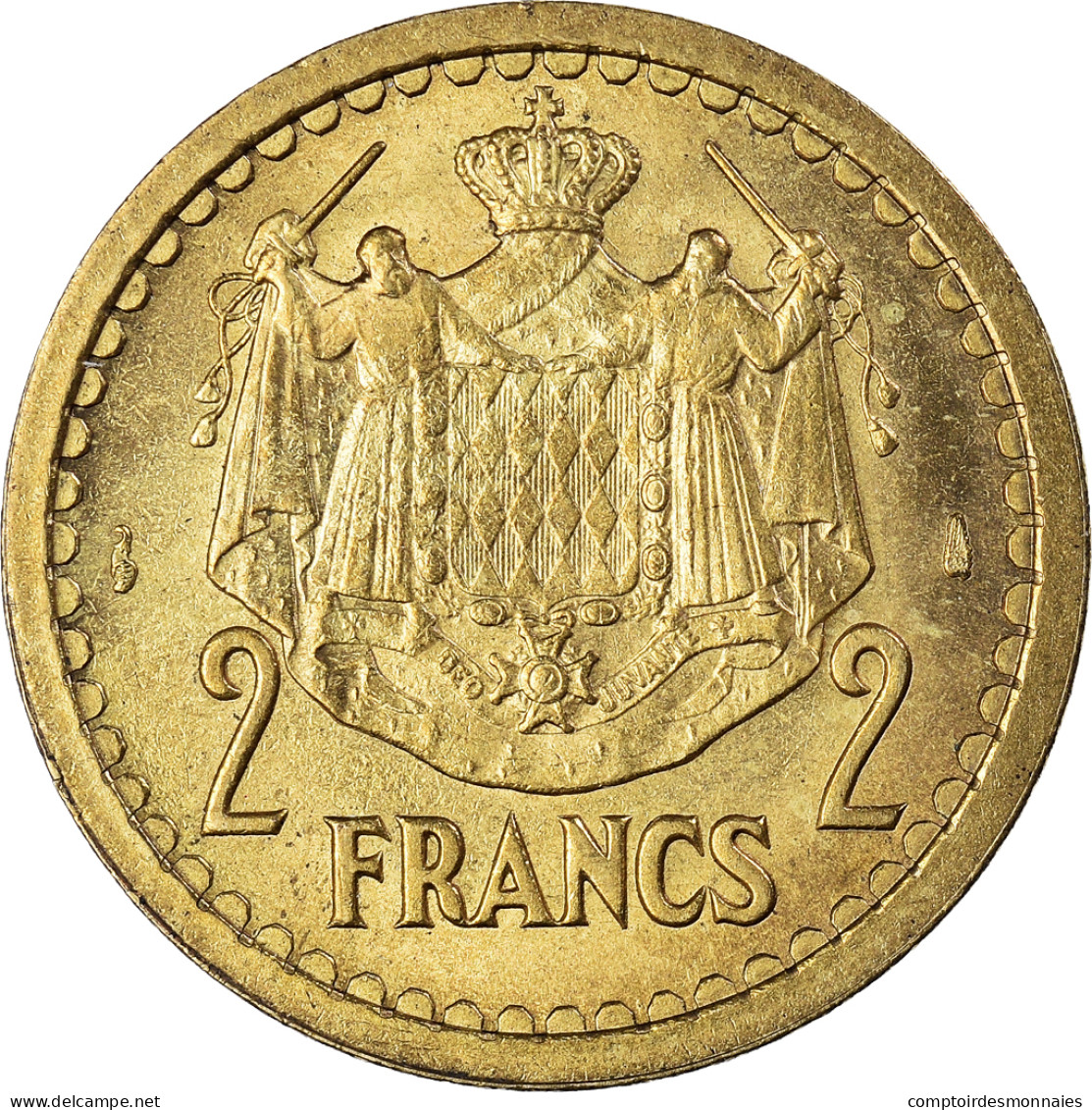 Monnaie, Monaco, 2 Francs, 1943, Paris, TTB+, Cupro-Aluminium, Gadoury:134 - 1922-1949 Louis II