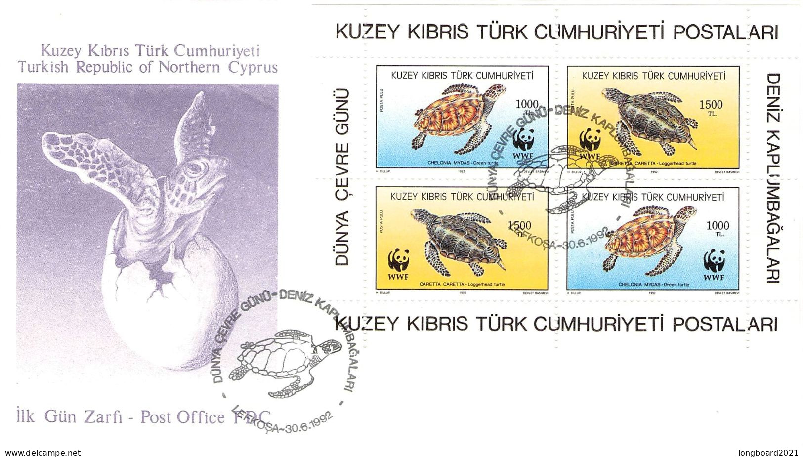 CYPRUS - FDC WWF 1992 - TURTLE / 4231 - Briefe U. Dokumente