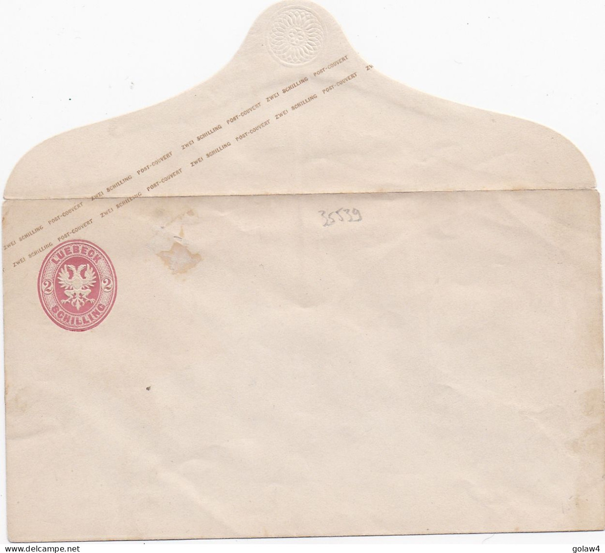 35539# LUEBECK ENTIER POSTAL ENVELOPPE 2 SCHILLING LÜBECK NEUF GANZSACHE STATIONERY - Lubeck