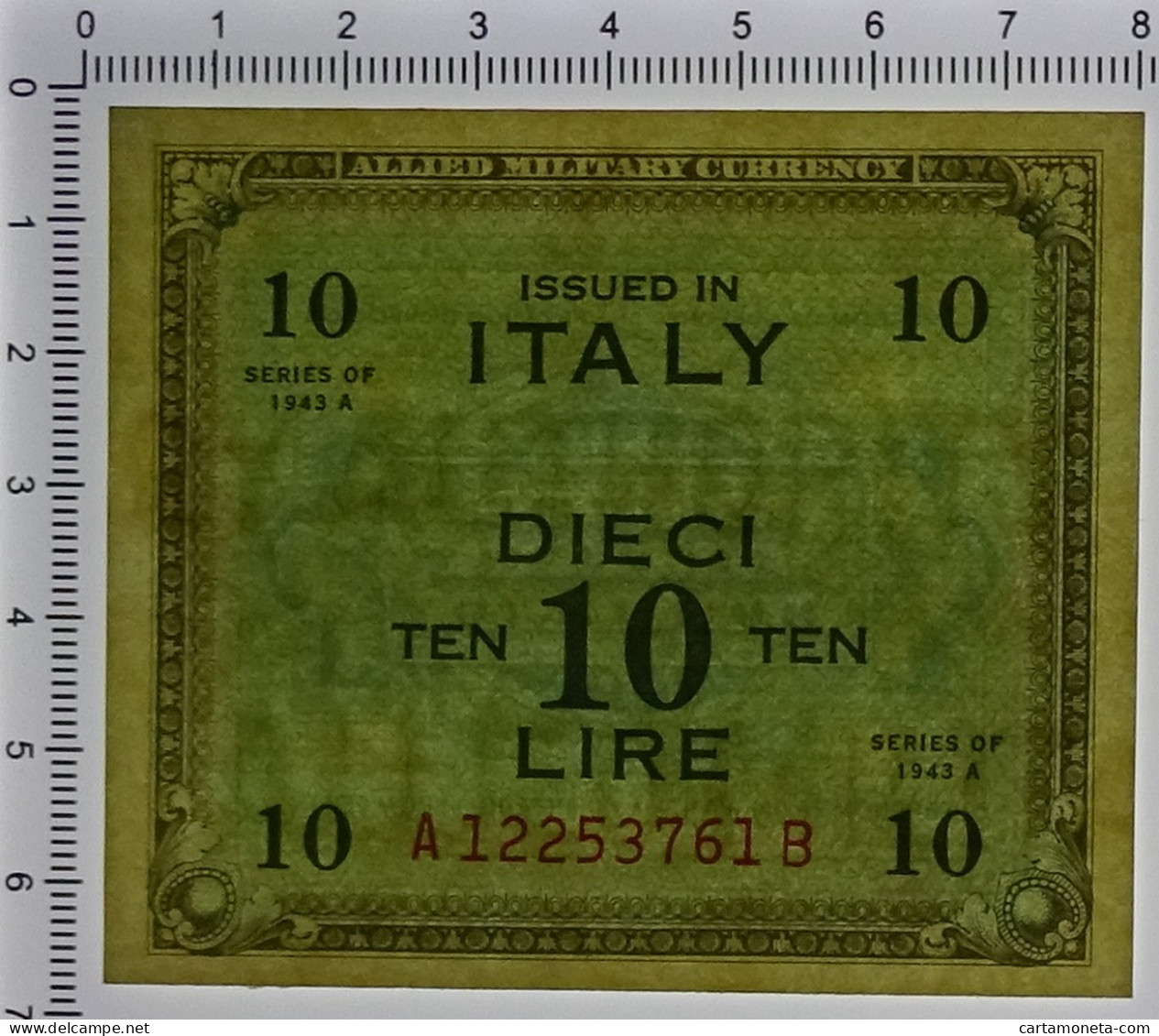 10 LIRE OCCUPAZIONE AMERICANA IN ITALIA BILINGUE FLC A-B 1943 A QFDS - 2. WK - Alliierte Besatzung