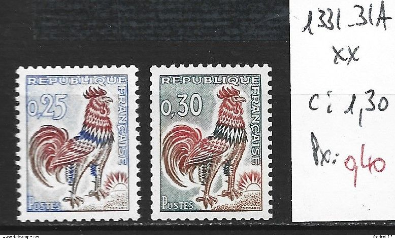 FRANCE 1331-31A ** Côte 1.30 € - 1962-1965 Cock Of Decaris
