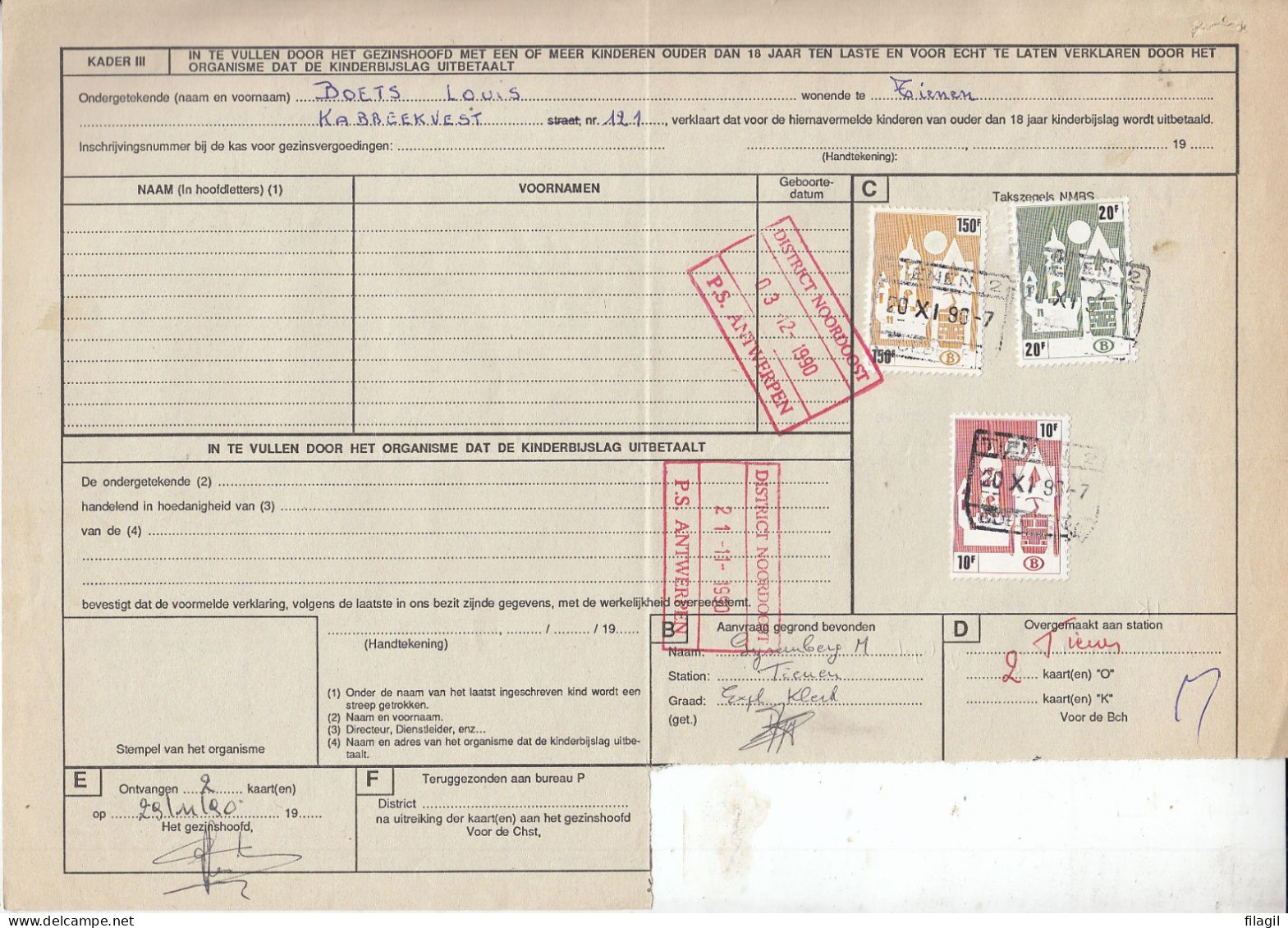 Aanvraag Voor Het Bekomen Van Reductiekaarten Met Stempel Tienen 2 Goederen - Documents & Fragments