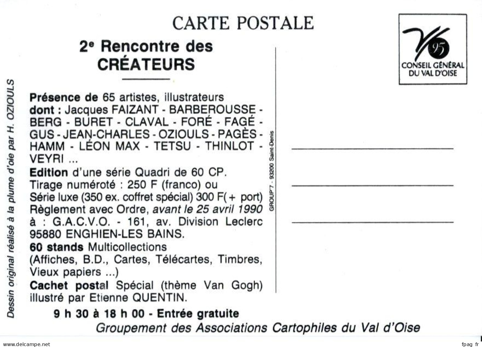 Henri Oziouls - 2e Rencontre Des Artistes Créateurs D'Affiches Et De Cartes Postales - 1990 - Enghien-les-Bains - Oziouls