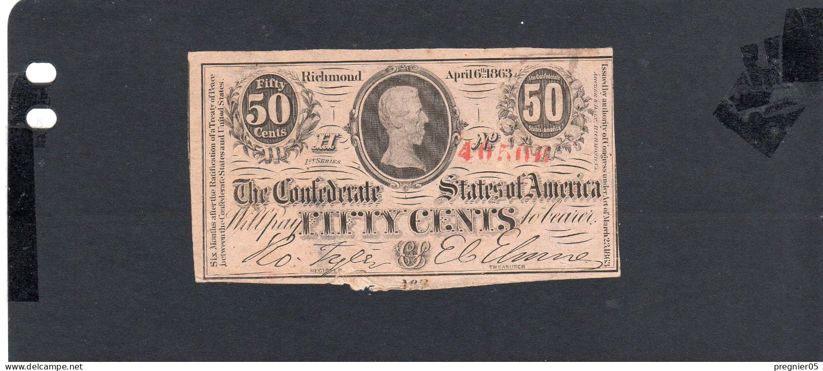 Baisse De Prix USA - Billet 50 Cents États Confédérés 1863 TB/F P.056 - Devise De La Confédération (1861-1864)