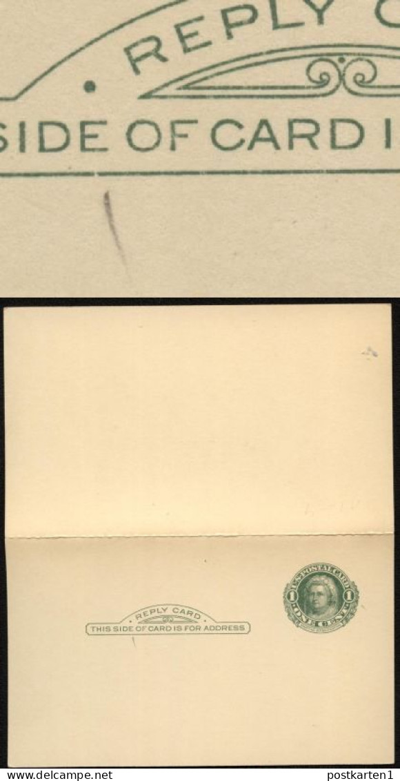 UY7 Sep.4 Postal Card With Reply PLATE FLAW Break In Frameline Under (SID)E 1915 - 1901-20