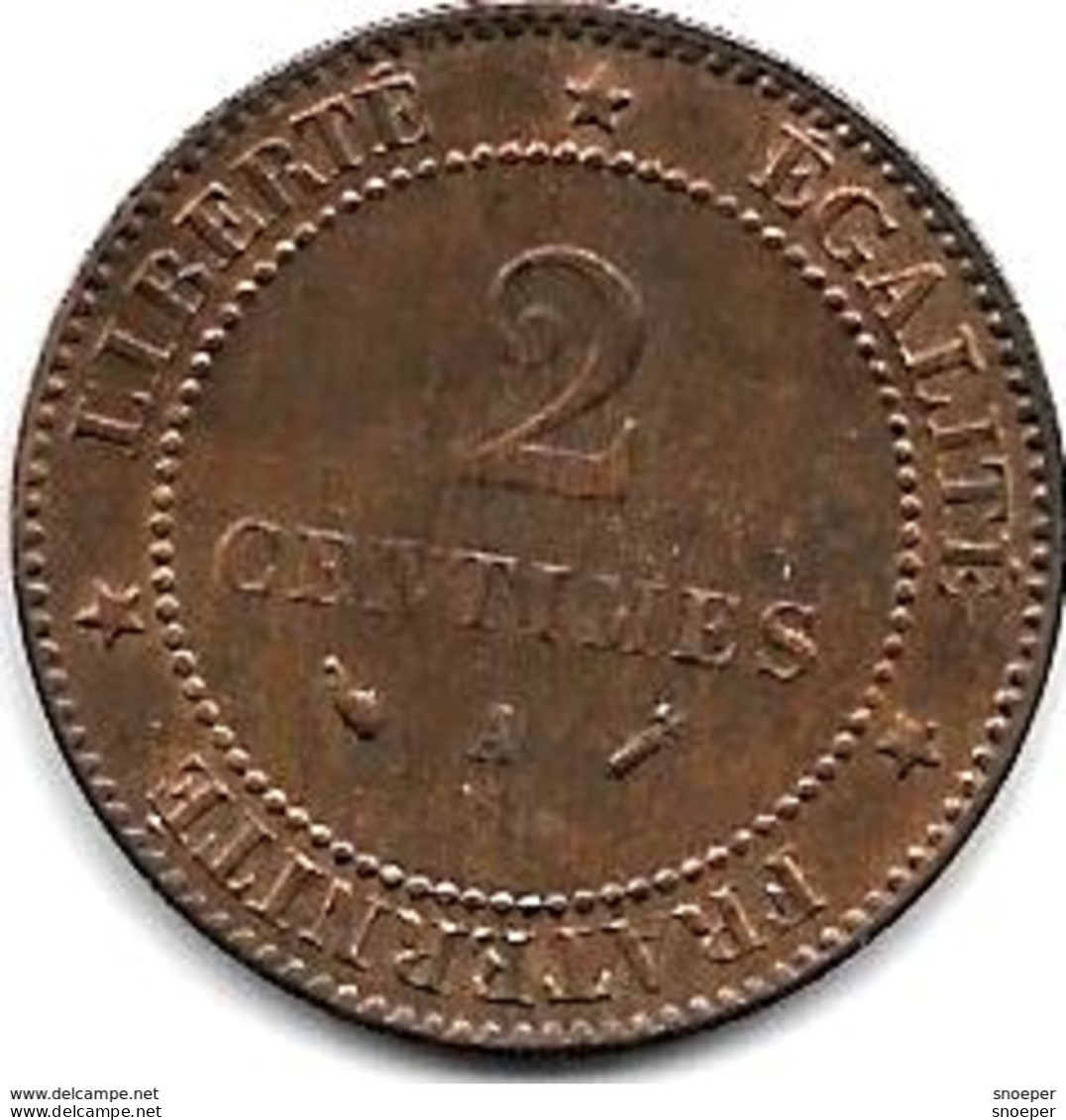 *france 2 Centiemes 1893 A Km 827.1  Xf+++ Catalog Val  70,00 $ - 2 Centimes