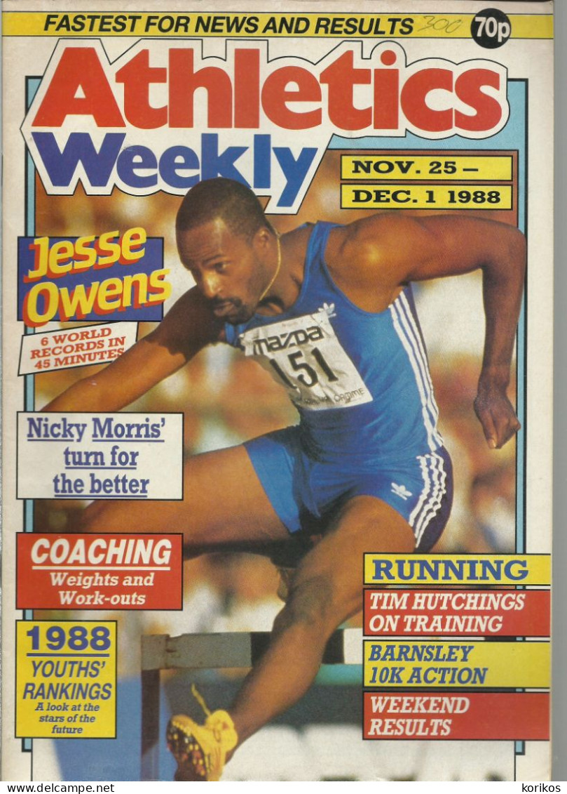 ATHLETICS WEEKLY 1988 MAGAZINE SET – LOT OF 45 OUT OF 52 – TRACK AND FIELD