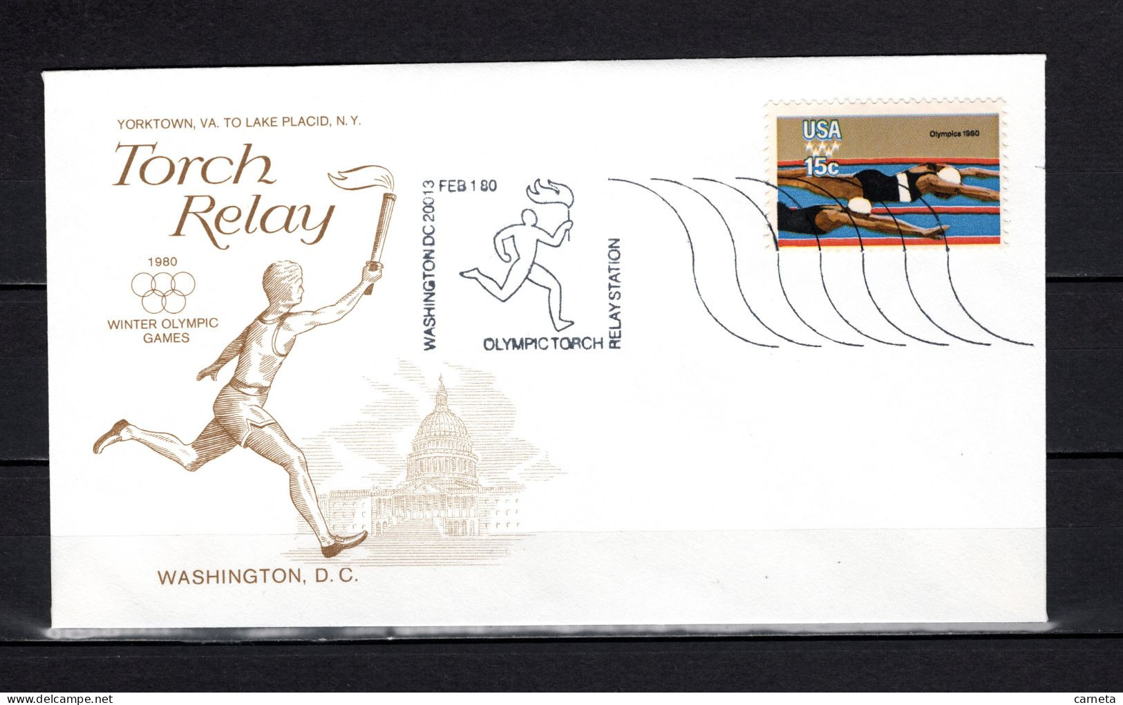 ETATS UNIS D'AMERIQUE N° 1254   OBLITERE SUR ENVELOPPE JEUX OLYMPIQUES LAKE PLACID - FDC