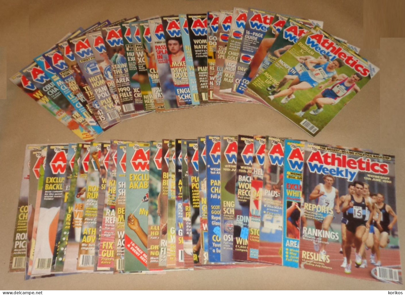 ATHLETICS WEEKLY 1990 MAGAZINE SET – LOT OF 50 OUT OF 52 – TRACK AND FIELD - 1950-Aujourd'hui