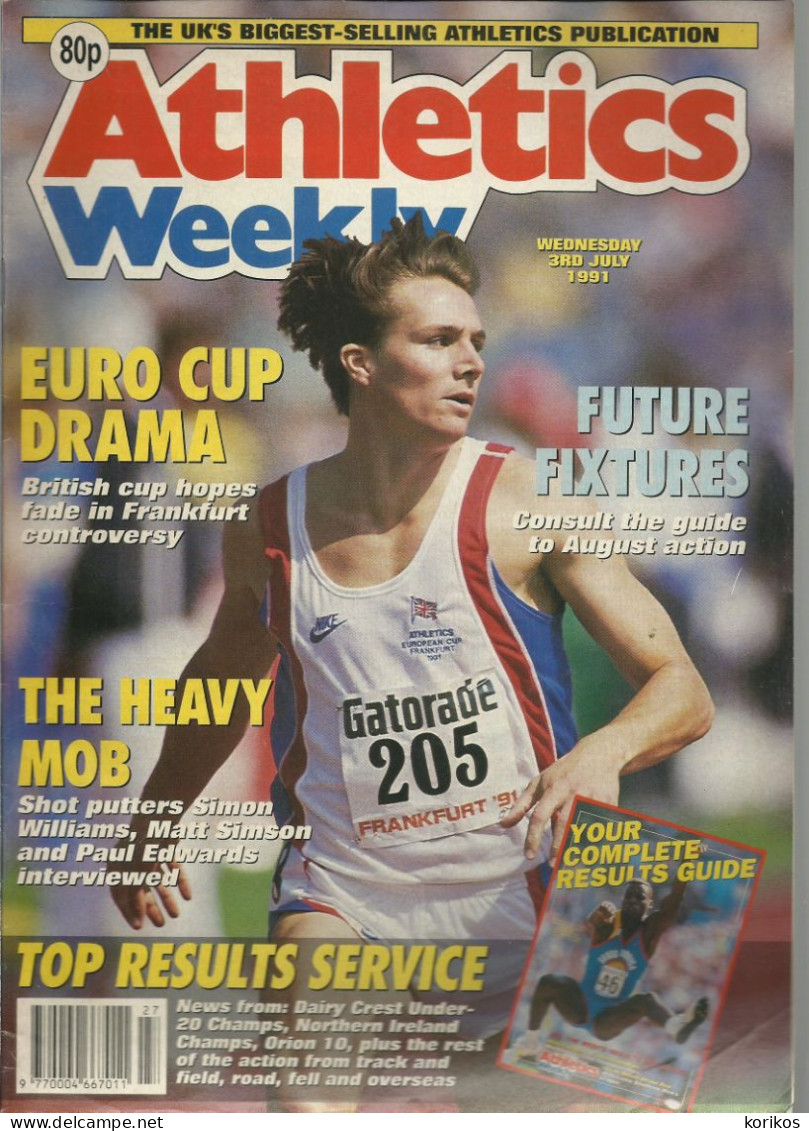 ATHLETICS WEEKLY 1991 MAGAZINE SET – LOT OF 45 OUT OF 53 – TRACK AND FIELD