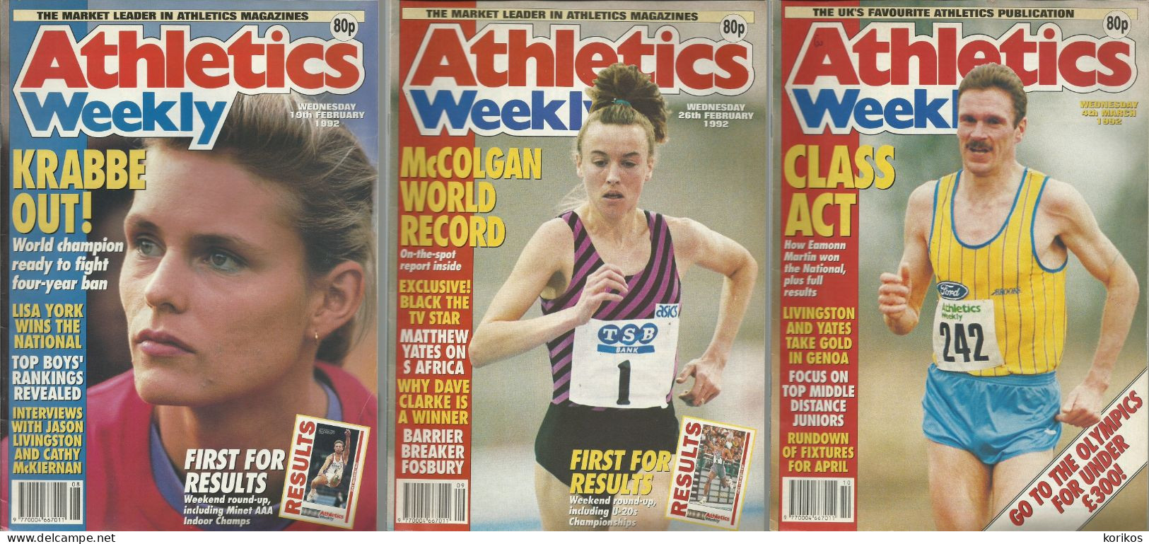 ATHLETICS WEEKLY 1992 MAGAZINE SET – LOT OF 47 OUT OF 53 – TRACK AND FIELD - 1950-Aujourd'hui