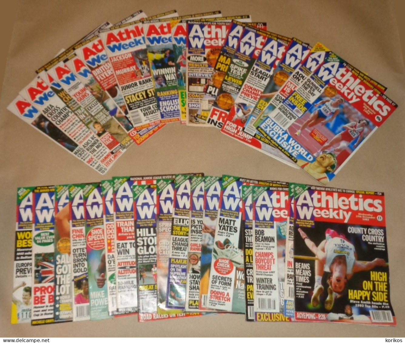 ATHLETICS WEEKLY 1993 MAGAZINE SET – LOT OF 33 OUT OF 52 – TRACK AND FIELD - 1950-Now