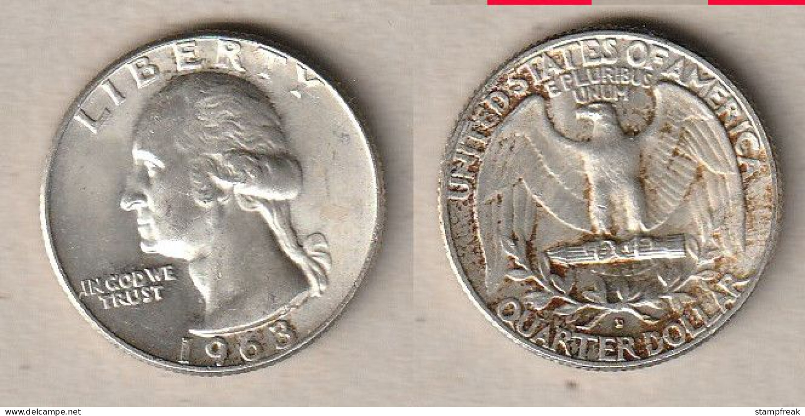 02065) USA, 1/4 Dollar 1963 D - 1932-1998: Washington