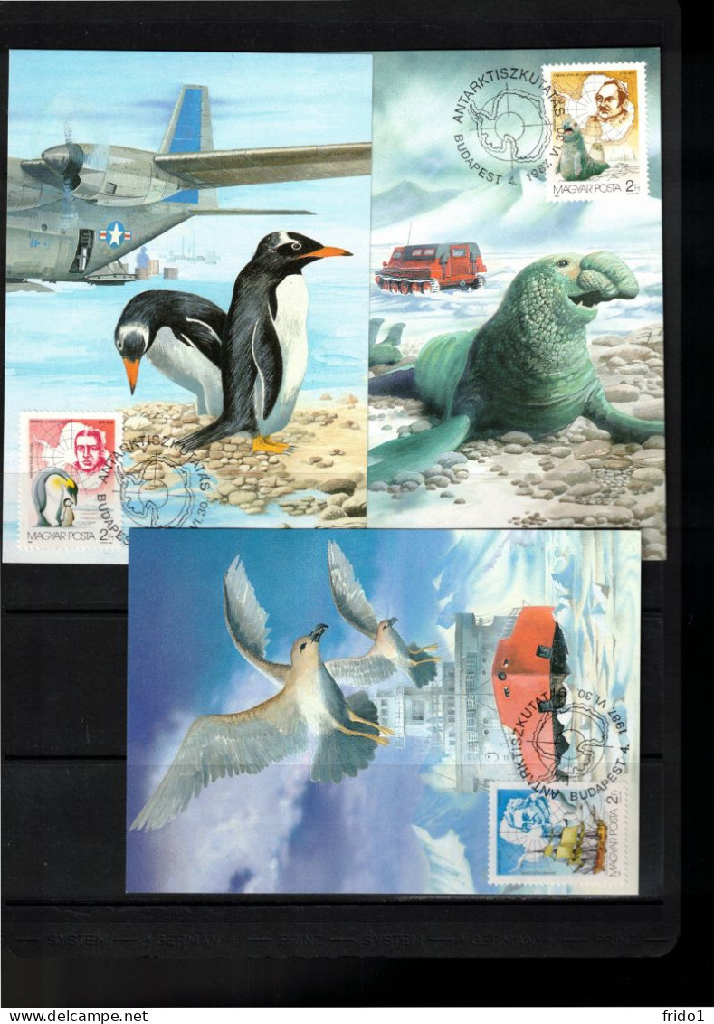 Hungary 1987 Antarctica - Famous Explorers 7x Maximum Card - Polar Explorers & Famous People