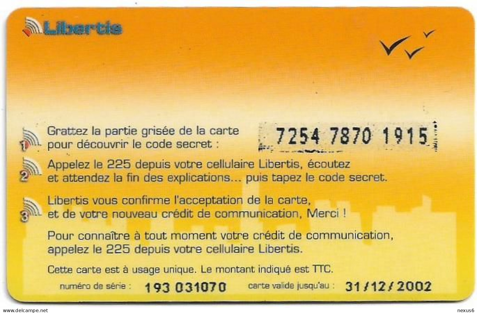 Gabon - Libertis - Votre Opérateur National, Exp.31.12.2002, GSM Refill 2.000FCFA, Used - Gabon