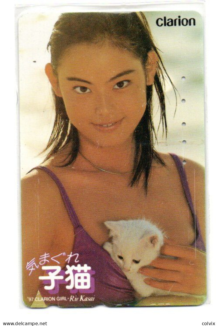 TELECARTE JAPON CLARION FEMME CHATON RIE KASAI - Werbung