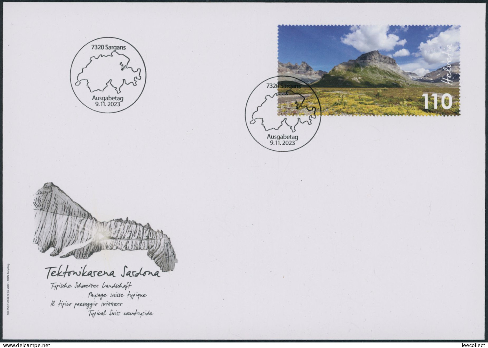 Suisse - 2023 - Sardona - Blockausschnitt - Ersttagsbrief FDC ET - Briefe U. Dokumente