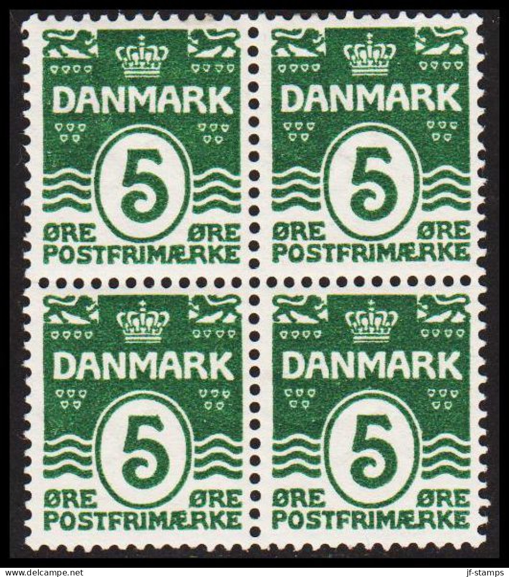 1912. Numeral. 5 Øre Dark Green. Beautiful Centered 4-block Never Hinged.  (Michel 63) - JF541070 - Neufs