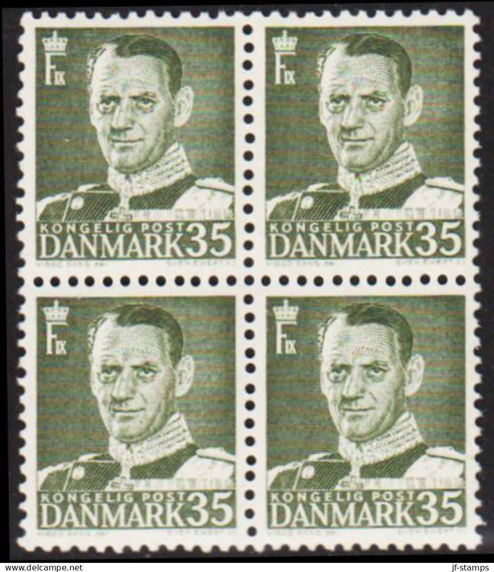 1951. DANMARK. Frederik IX 35 øre In Never Hinged 4-block.  (Michel 309) - JF541115 - Covers & Documents