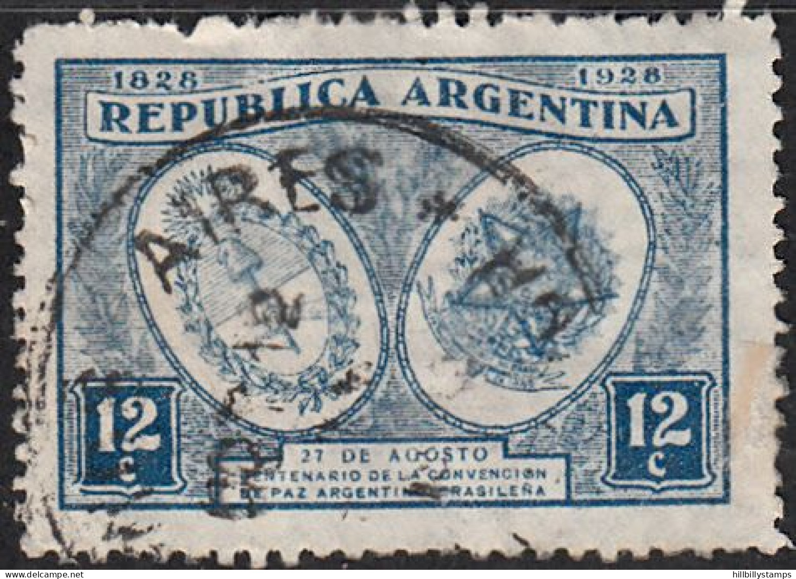 ARGENTINA   SCOTT NO 370  USED  YEAR 1928 - Used Stamps