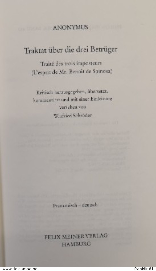 Traktat über Die Drei Betrüger. - Philosophie