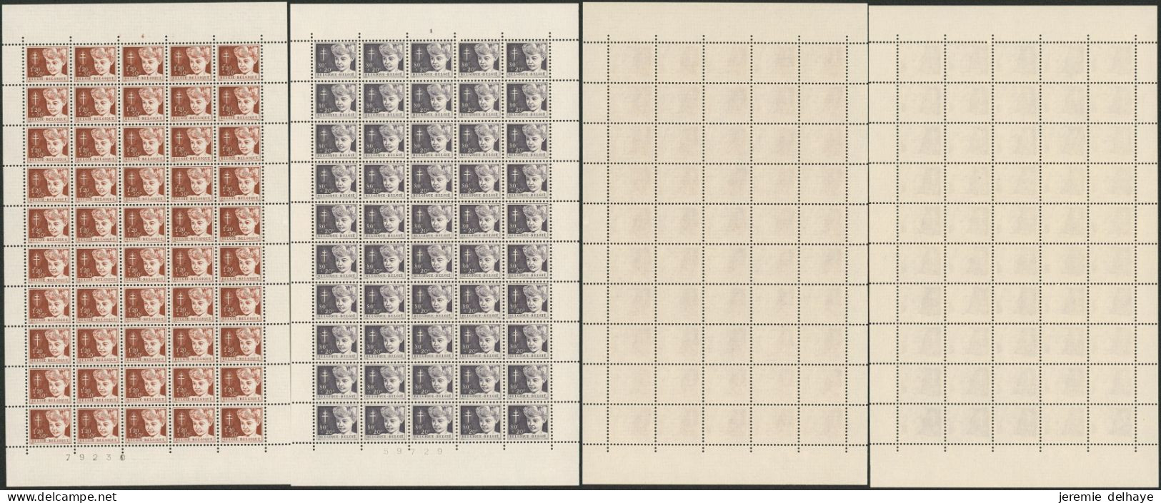 Antituberculeux (1954) - N°955 à 960 En Feuille Complète** (MNH) + N° / L'aveugle Et Le Paralytique, Défaut Sur F960. - 1931-1950