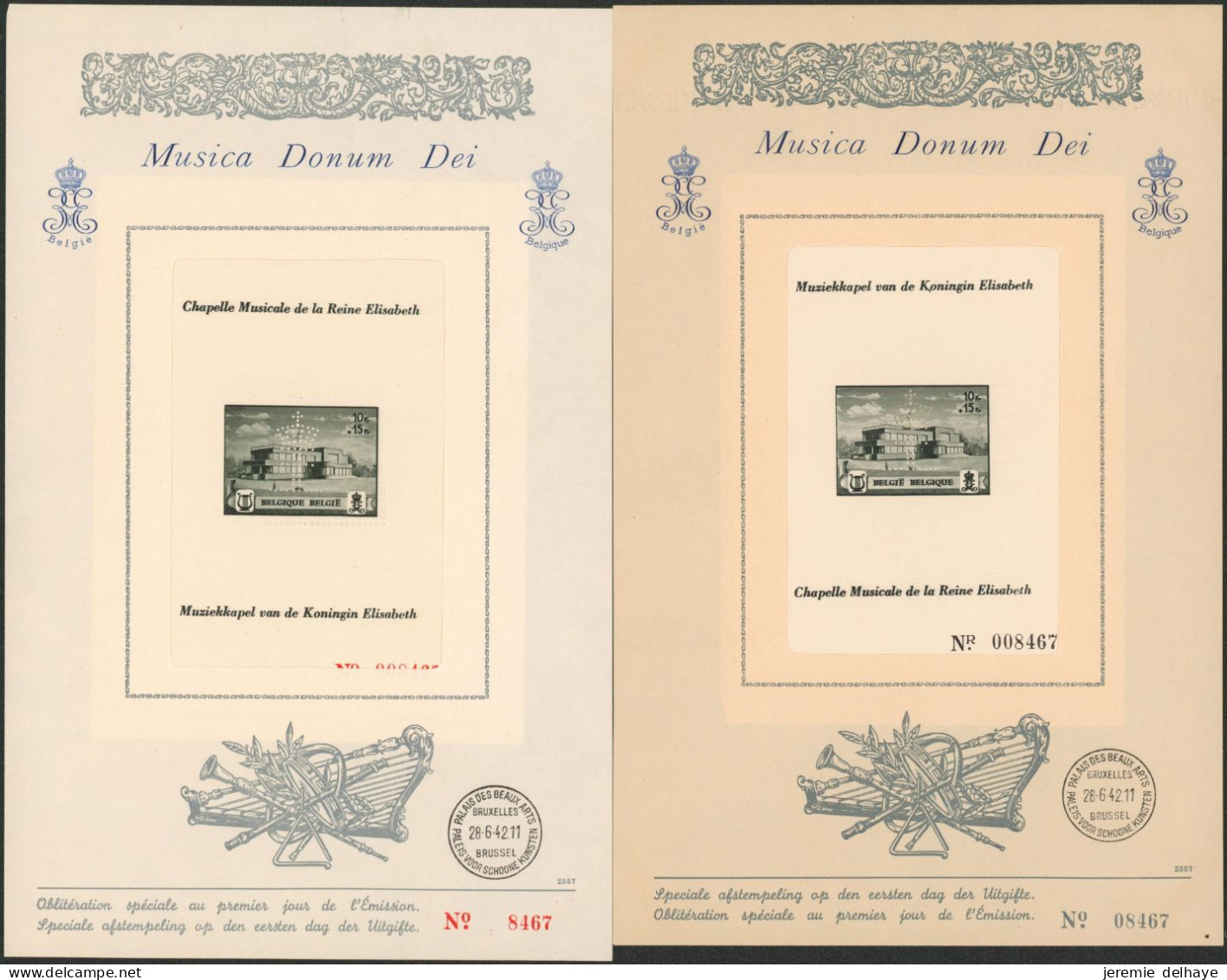 émission Privée - Feuillet Souvenir N°PR45/46 Chapelle Musicale De La Reine Elisabeth. - 1931-1950