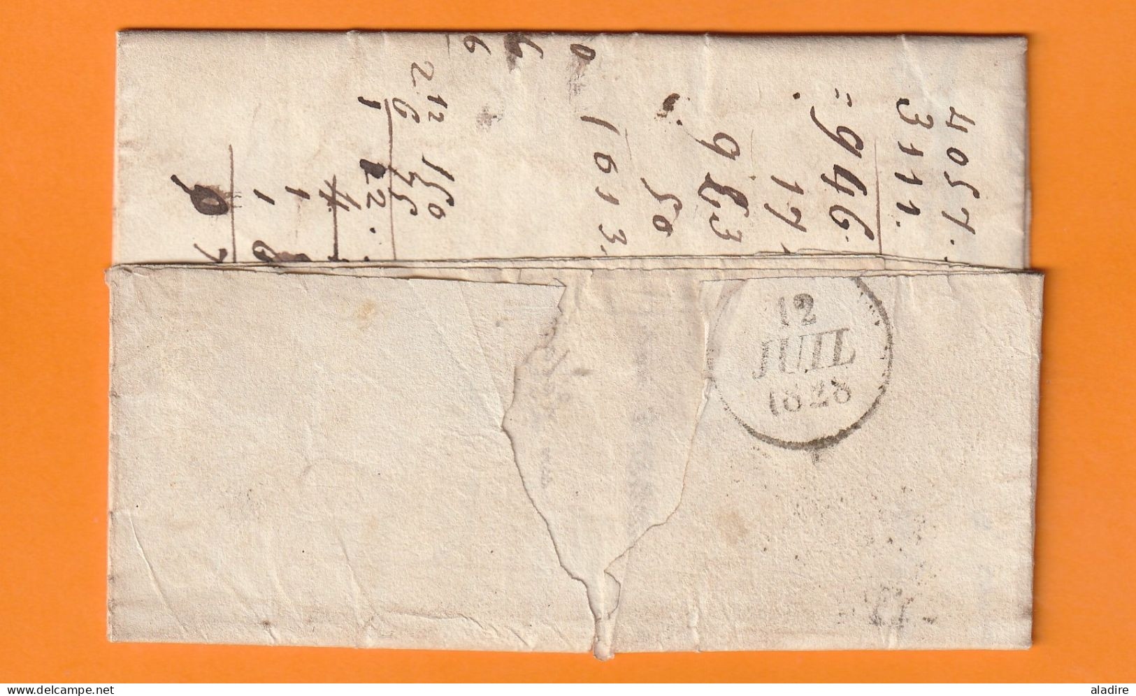 1828 - Cachet à Date D'essai LYON Sur Lettre Pliée De 2 Pages Vers ANDUZE, Gard - à M. Atger Galoffre, Négociant En Soie - 1801-1848: Precursors XIX