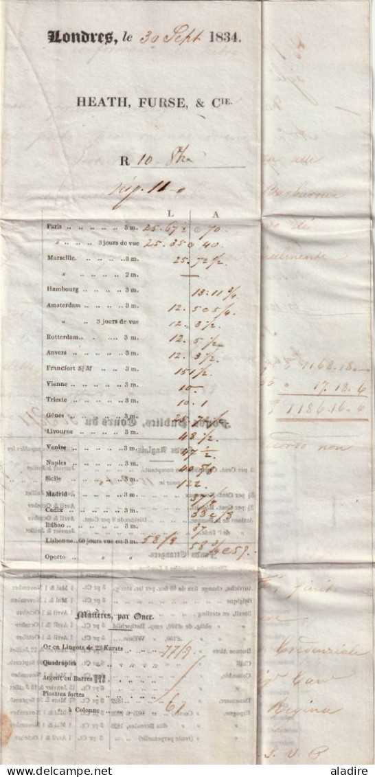 1834 - King William  IV - Lettre Pliée De 4 P. De LONDON Londres Vers GENOVA, Italia - Via FRANCE Francia - Taxe 44 - ...-1840 Vorläufer