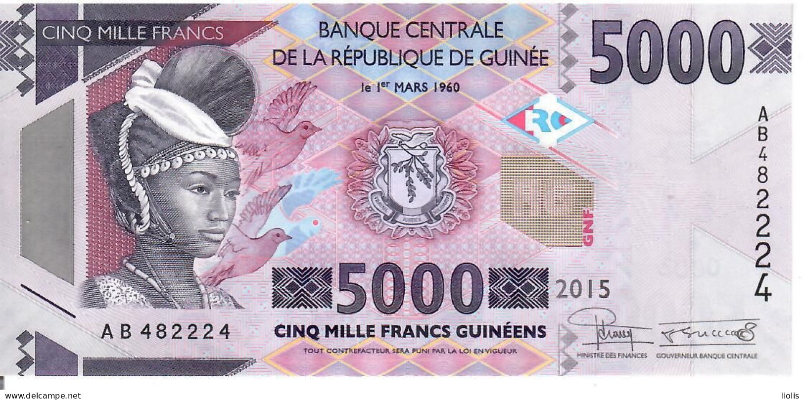 Guinea  P-49  5000 Francs  2015  UNC - Guinée