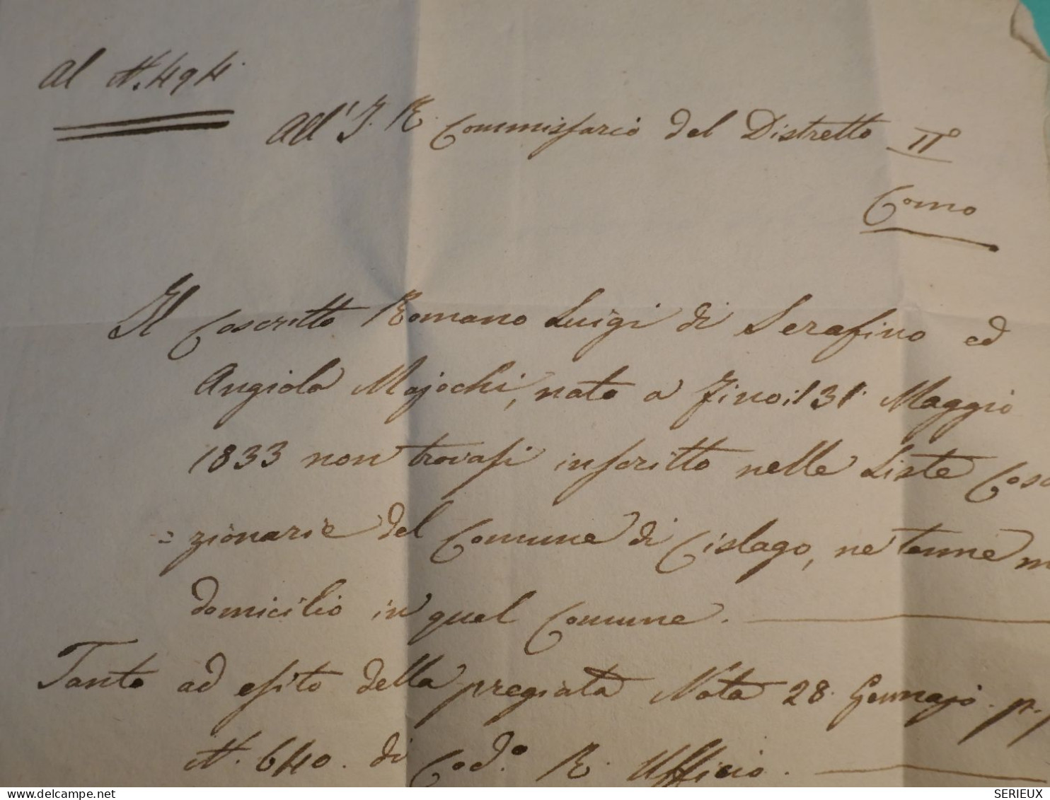 DG14 LOMBARDO VENETO ITALIA    LETTRE   1856   A  COMO    +AFF. INTERESSANT+++ - Zonder Classificatie