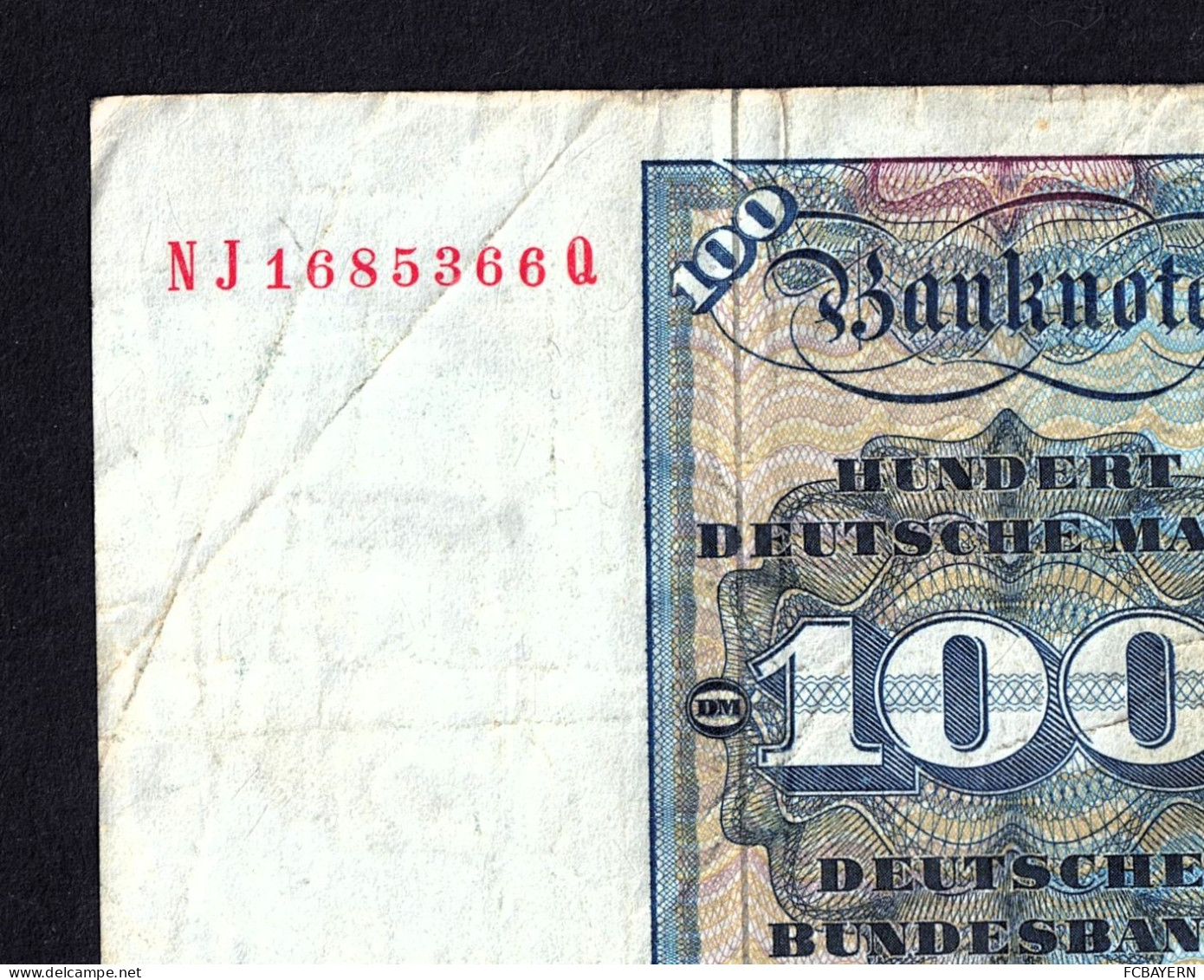 Deutsche Banknote 100 DM (NJ1685366Q) Stark Gebraucht - Siehe Fotos - 100 Deutsche Mark