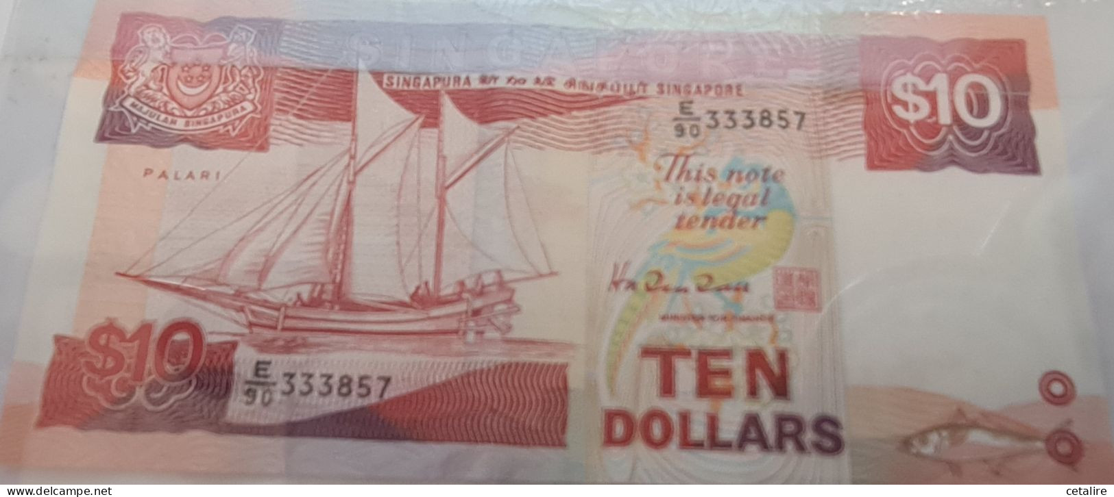 Billet Singapour 10 Dollars - Singapore