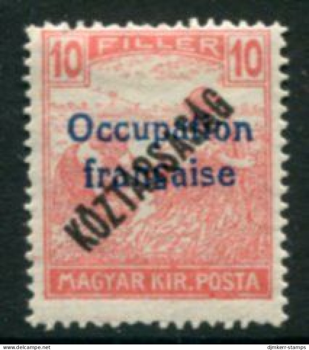 ARAD (French Occupation) 1919 Overprint On Harvesters KÖZTARSASAG 10f LHM / *..  Michel 35 - Sin Clasificación