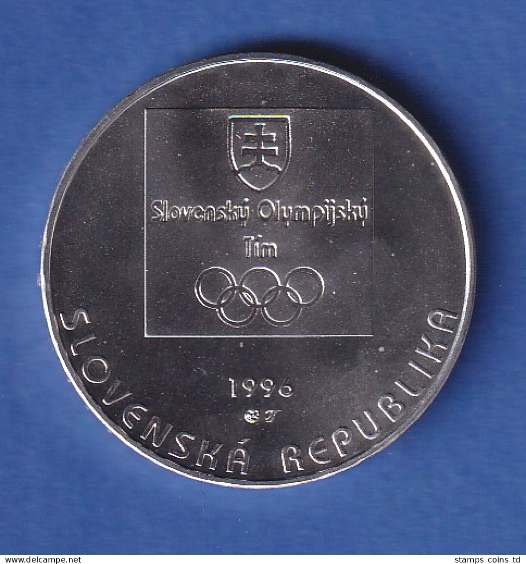 Slowakei 1996 Silbermünze 200 Kronen Slowakisches Olympia-Team Stg - Slovakia