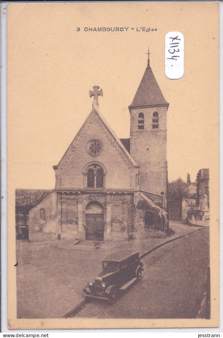 CHAMBOURCY- L EGLISE- UNE BELLE AUTOMOBILE - Chambourcy