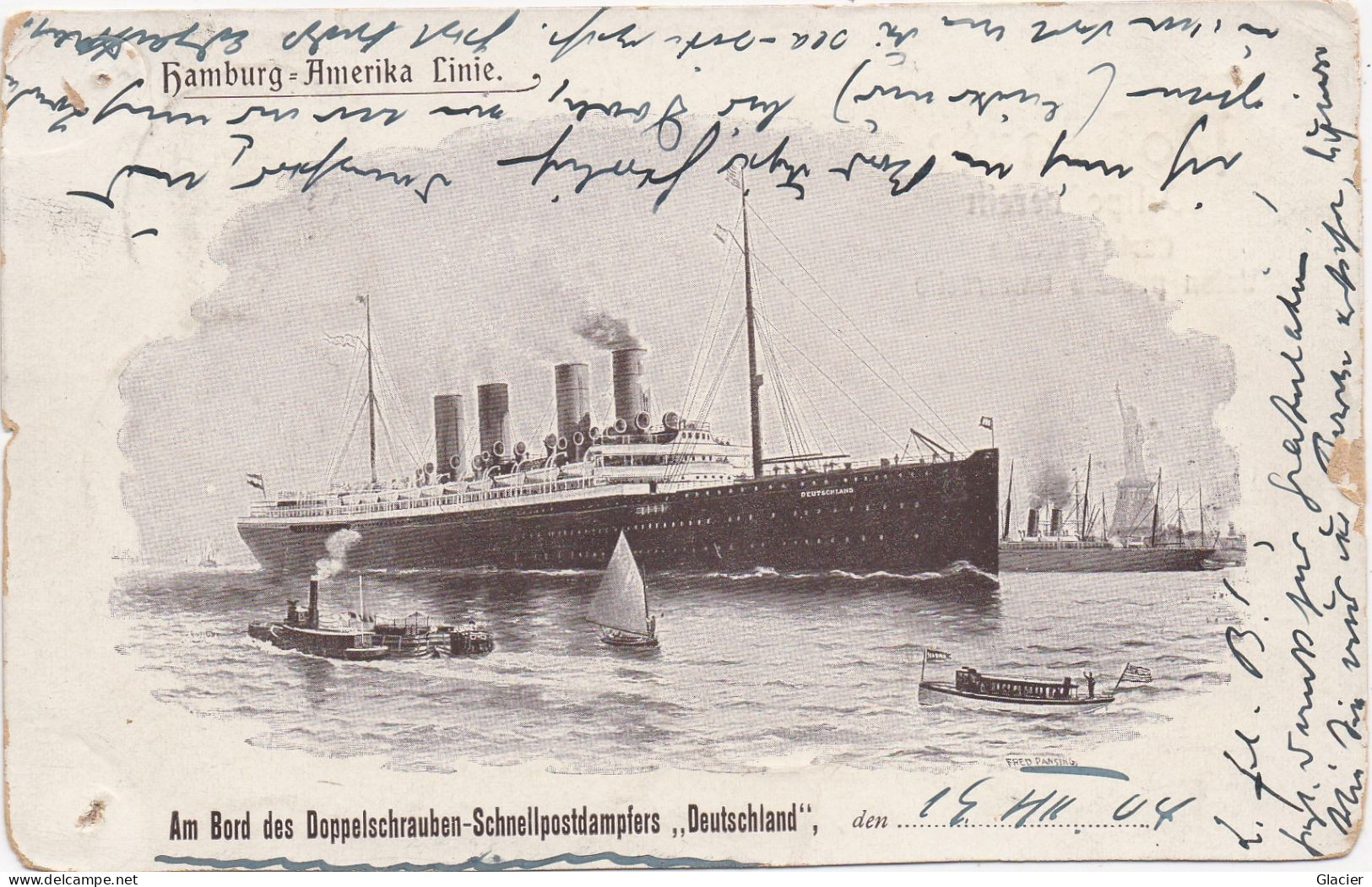 DEUTSCH - AMERIK. SEEPOST - Hamburg - Amerika Linie - Am Bord Des Doppelschrauben Schnellpostdampfers Deutschland - Poste Maritime