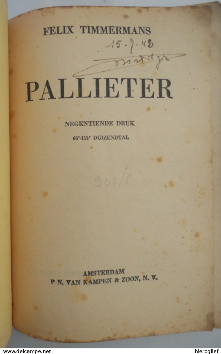 PALLIETER Door Felix Timmermans Lier Vlaams Schrijver / Amsterdam Van Kampen & Zn - Literature