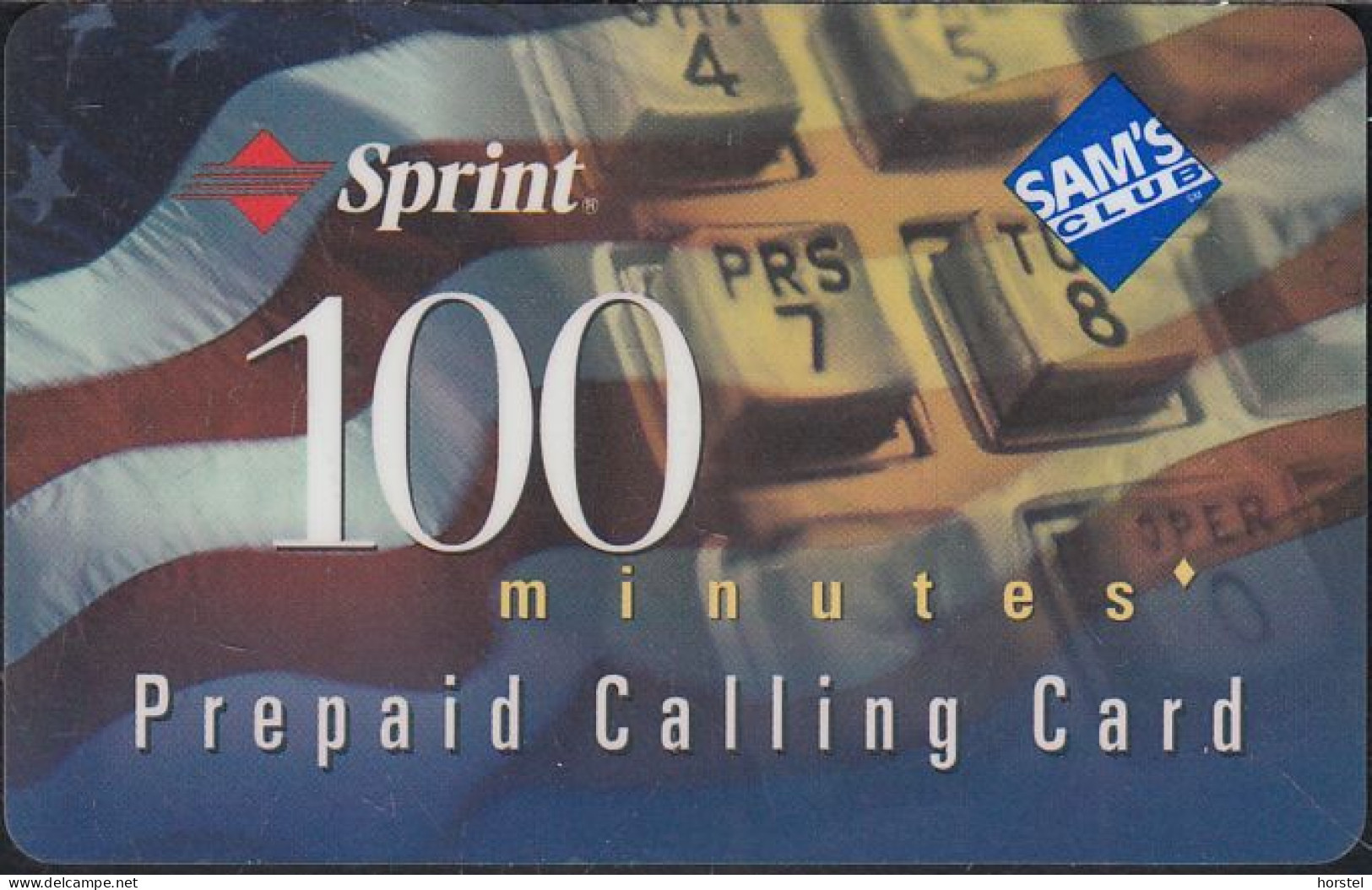 USA - Sprint Prepaid Calling Card - Spain - Sam's Club - 100 Minutes - Flag - Sprint