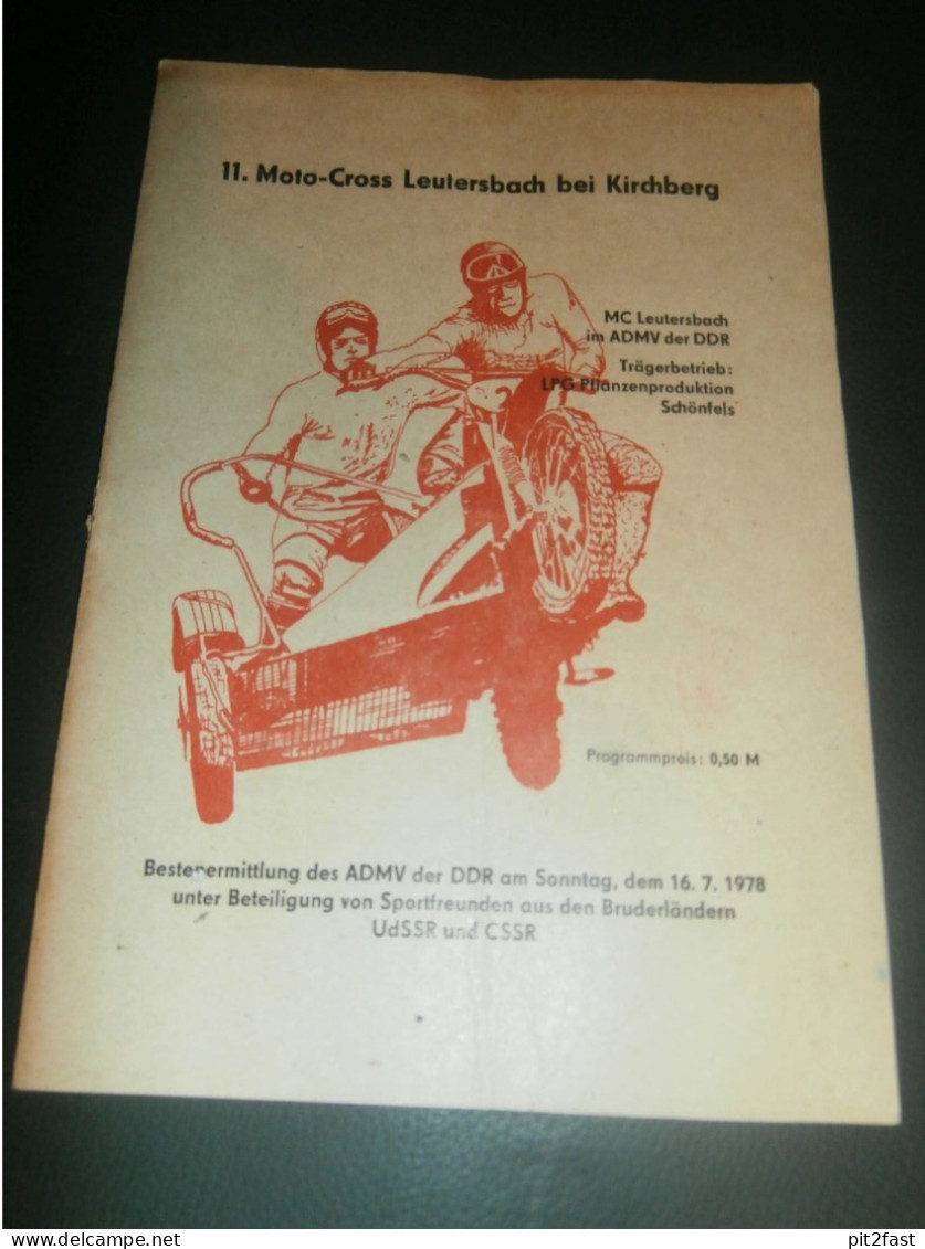 Moto Cross Leutersbach 16.07.1978 , Motocross , Rennsport , DDR , Programm , Rennprogramm , Programmheft , Program !!! - Motor Bikes