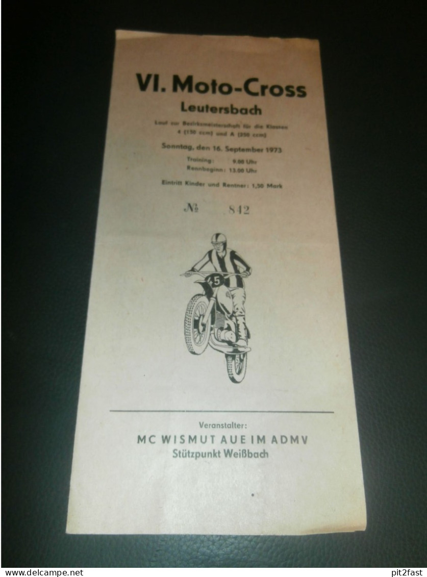 Moto Cross Leutersbach 16.09.1973  , Motocross , Rennsport , DDR , Programm , Rennprogramm , Programmheft , Program !!! - Motorräder