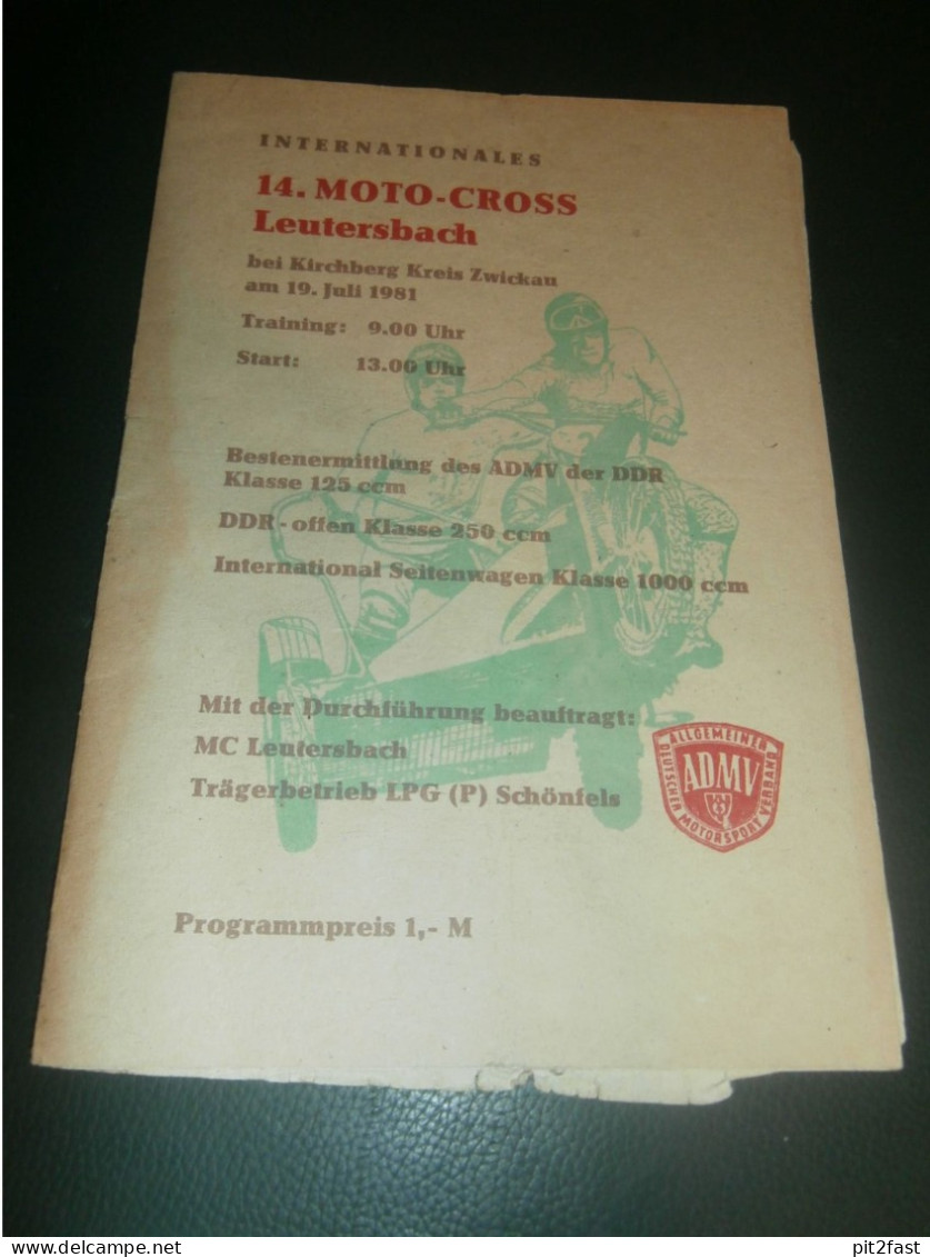 Moto Cross Leutersbach 19.07.1981 , Motocross , Rennsport , DDR , Programm , Rennprogramm , Programmheft , Program !!! - Motorräder