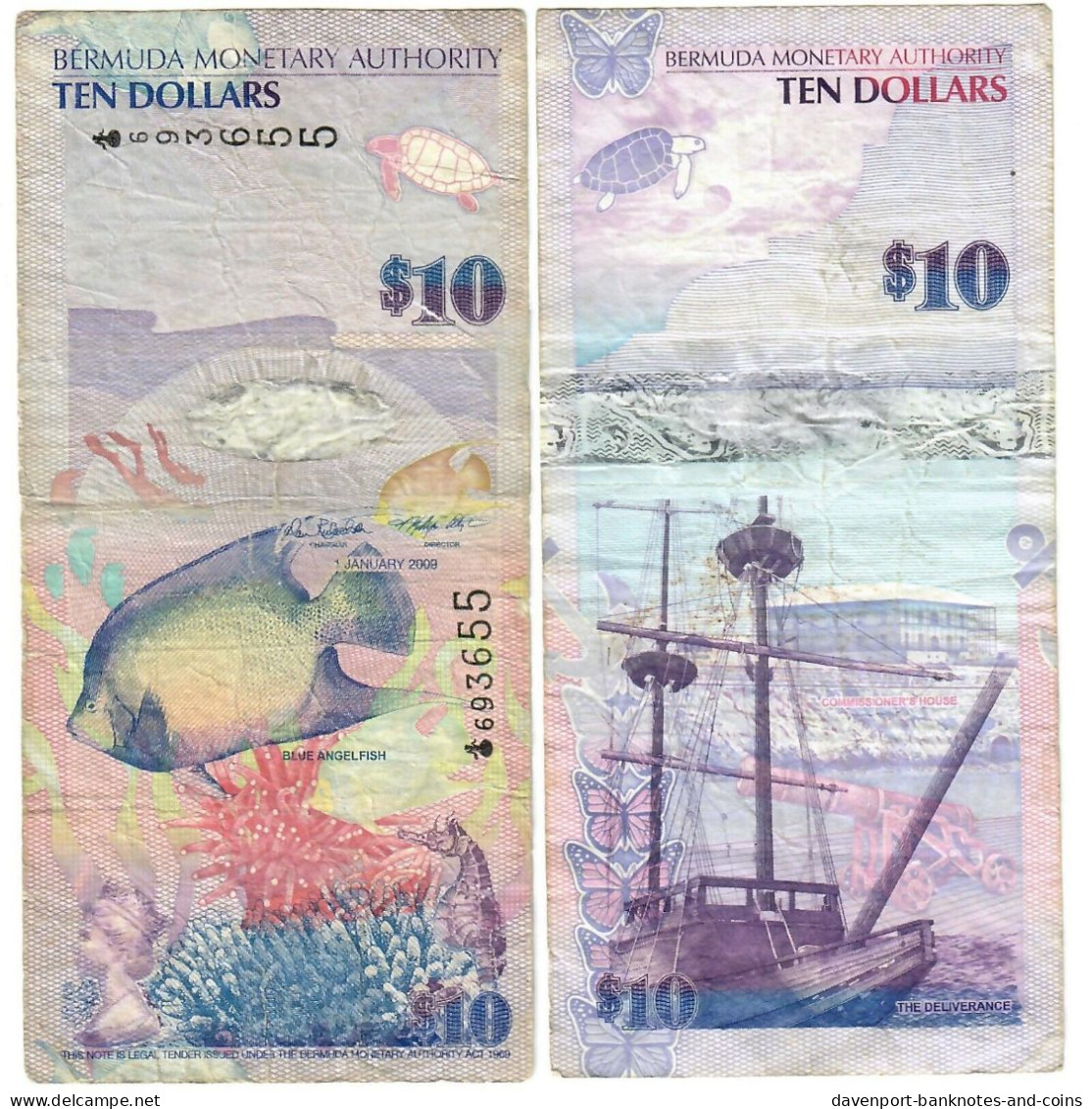 Bermuda 10 Dollars 2009 F/VF (Onion) - Bermudas