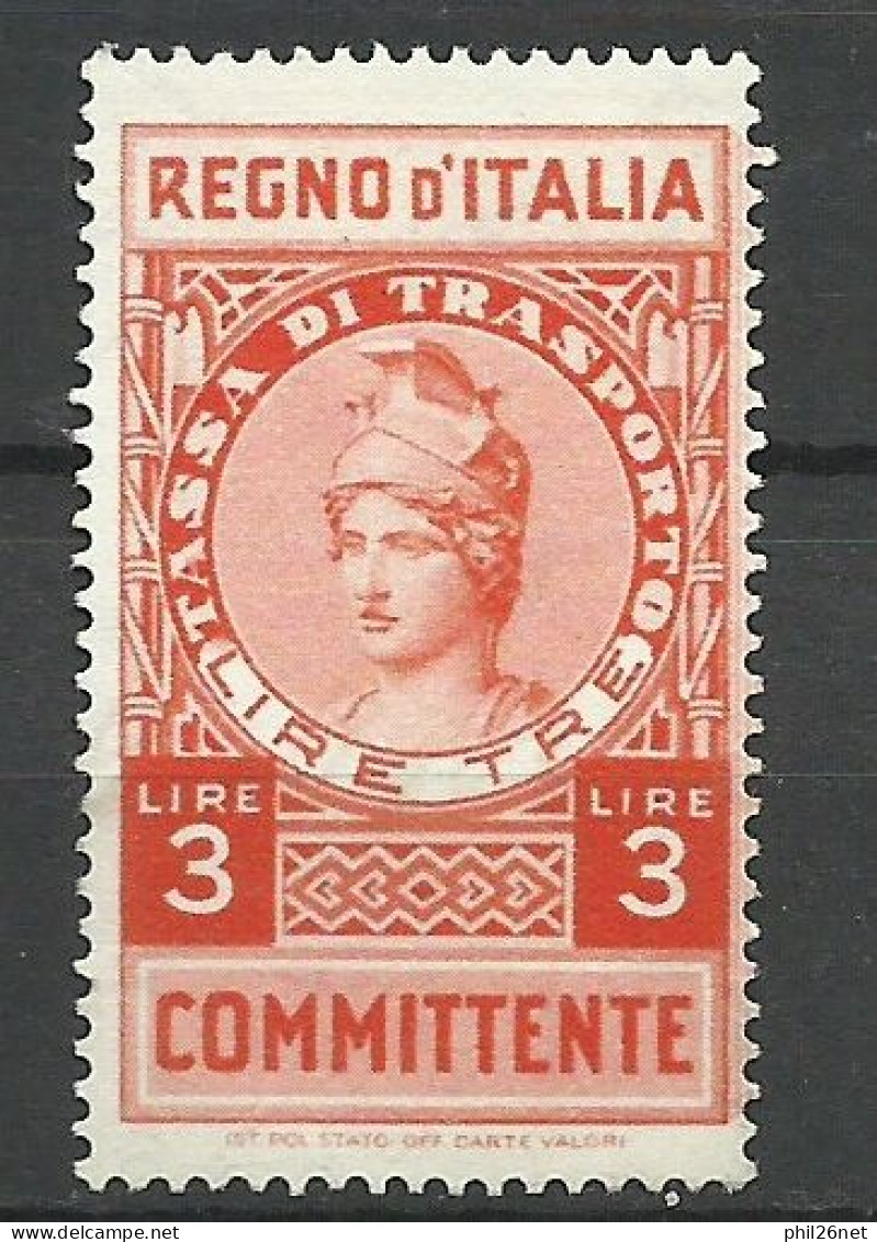 Italie  Fiscal Taxe De Transport   3 Lires   Orange    Neuf  (  *  )     B/TB    Voir Scans  Soldé ! ! ! - Revenue Stamps